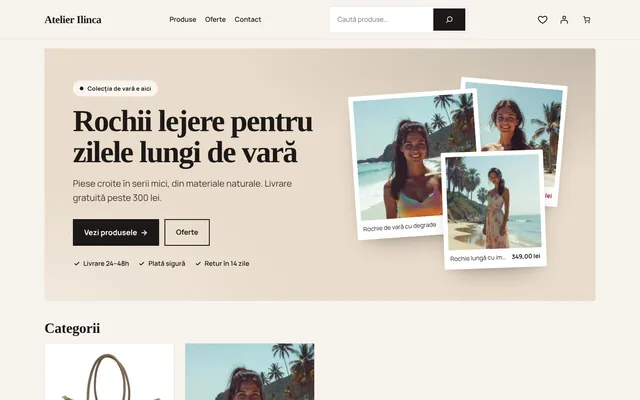 Prima pagină a unui magazin cu tema Atelier