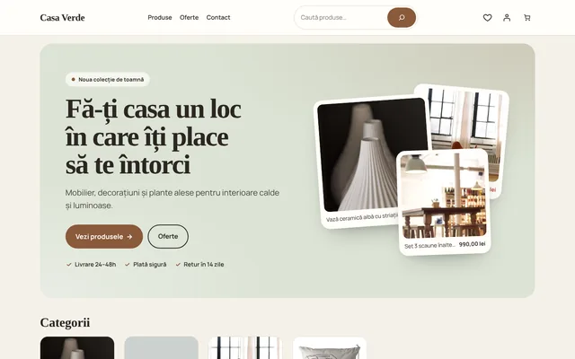 Prima pagină a unui magazin cu tema Casa